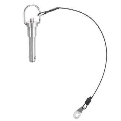 Harfington Uxcell Ball Locking Pins with Button Handle, 10mm Pin Dia. 30mm Usage Length Push-Button Quick Release Pin with Lanyard Cable, 304 Stainless Steel