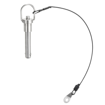 Harfington Uxcell Ball Locking Pins with Button Handle, 10mm Pin Dia. 35mm Usage Length Push-Button Quick Release Pin with Lanyard Cable, 304 Stainless Steel