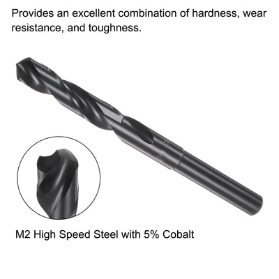 Harfington Uxcell 2pcs 14mm Black Oxide M2-6542 High Speed Steel HSS 1/2" Reduced Shank Drill Bit