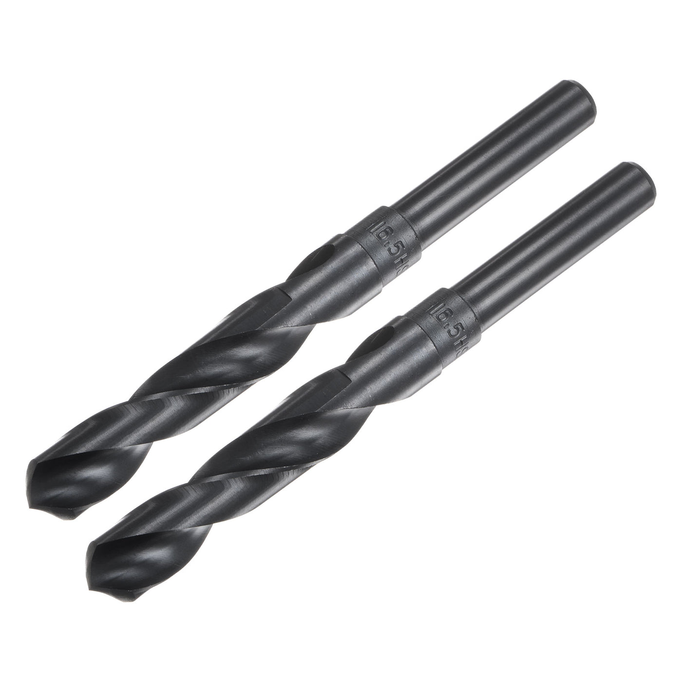 uxcell Uxcell 2pcs 16.5mm Black Oxide M2-6542 High Speed Steel 1/2" Reduced Shank Drill Bit