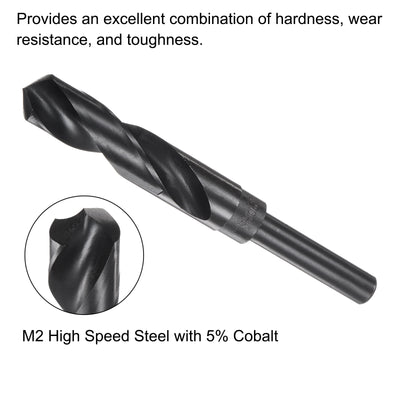 Harfington Uxcell 2pcs 20mm Black Oxide M2-6542 High Speed Steel HSS 1/2" Reduced Shank Drill Bit
