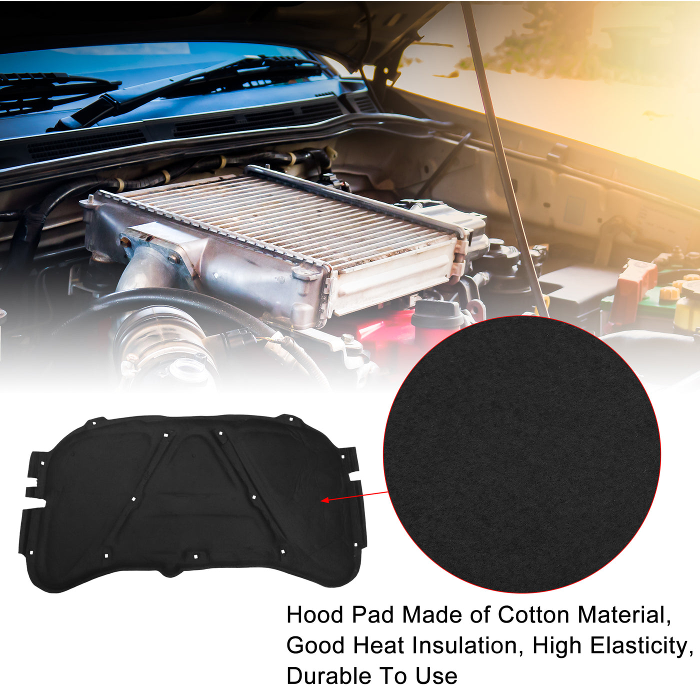 X AUTOHAUX Car Hood Heat Sound Deadening Insulation Mat Engine Soundproof Pad for VW Jetta 1999-2005