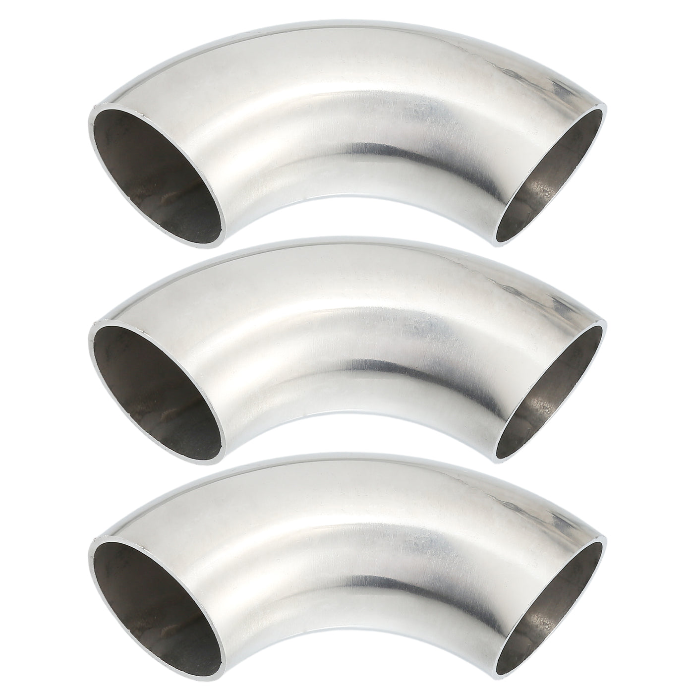 uxcell Uxcell 3pcs 90 Degree Mandrel Bend Elbow SS304 Stainless Steel Bend Tube Exhaust Elbow Pipe for Car Arc Length 120mm Silver Tone