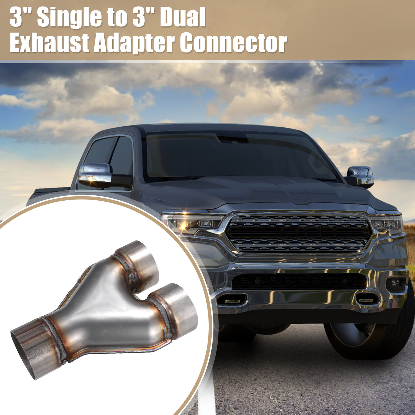 X AUTOHAUX Universal 409 Stainless Steel Exhaust Y Pipe 3" Single to 3" Dual Exhaust Adapter Connector 10" Overall Length for Car Truck