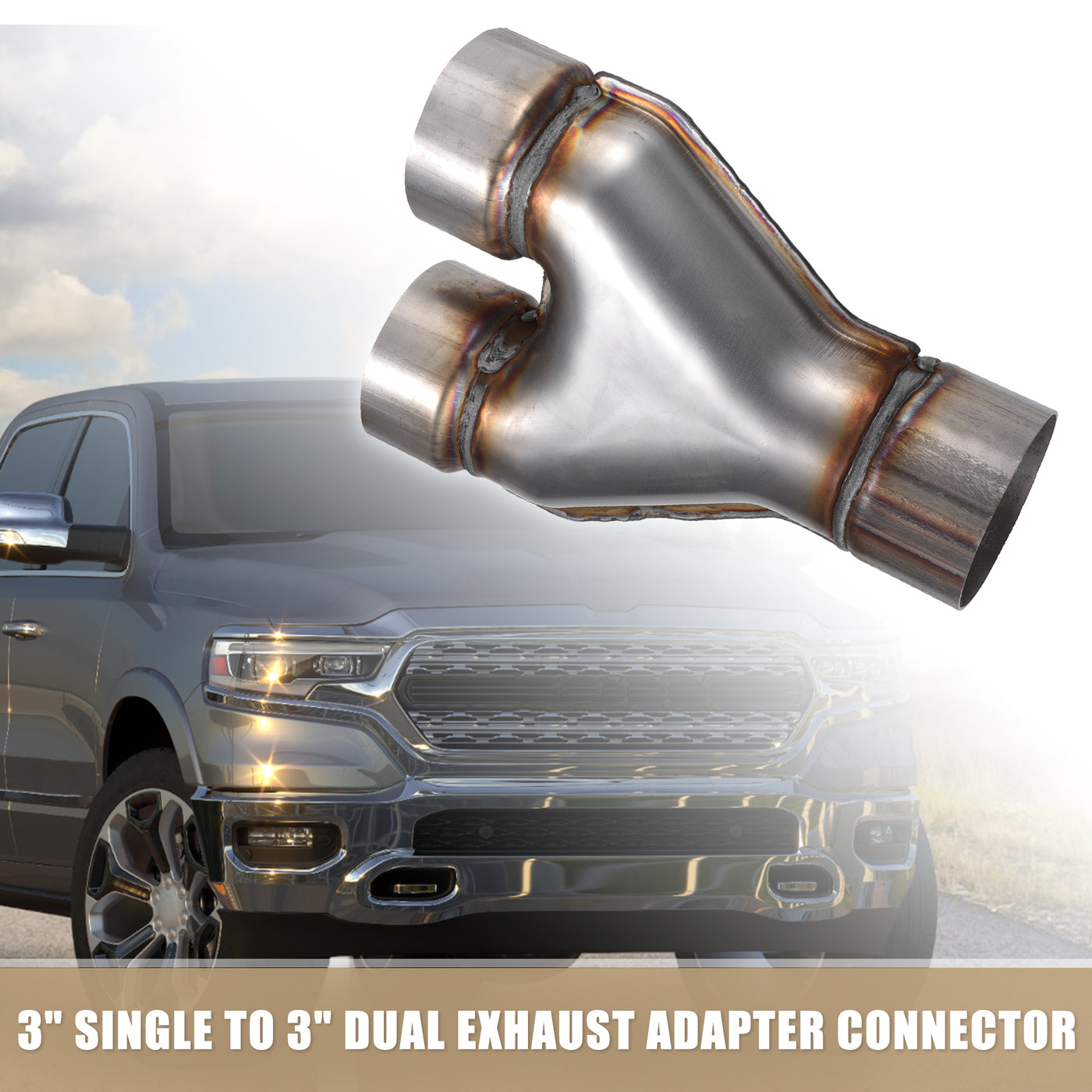 X AUTOHAUX Universal 409 Stainless Steel Exhaust Y Pipe 3" Single to 3" Dual Exhaust Adapter Connector 10" Overall Length for Car Truck