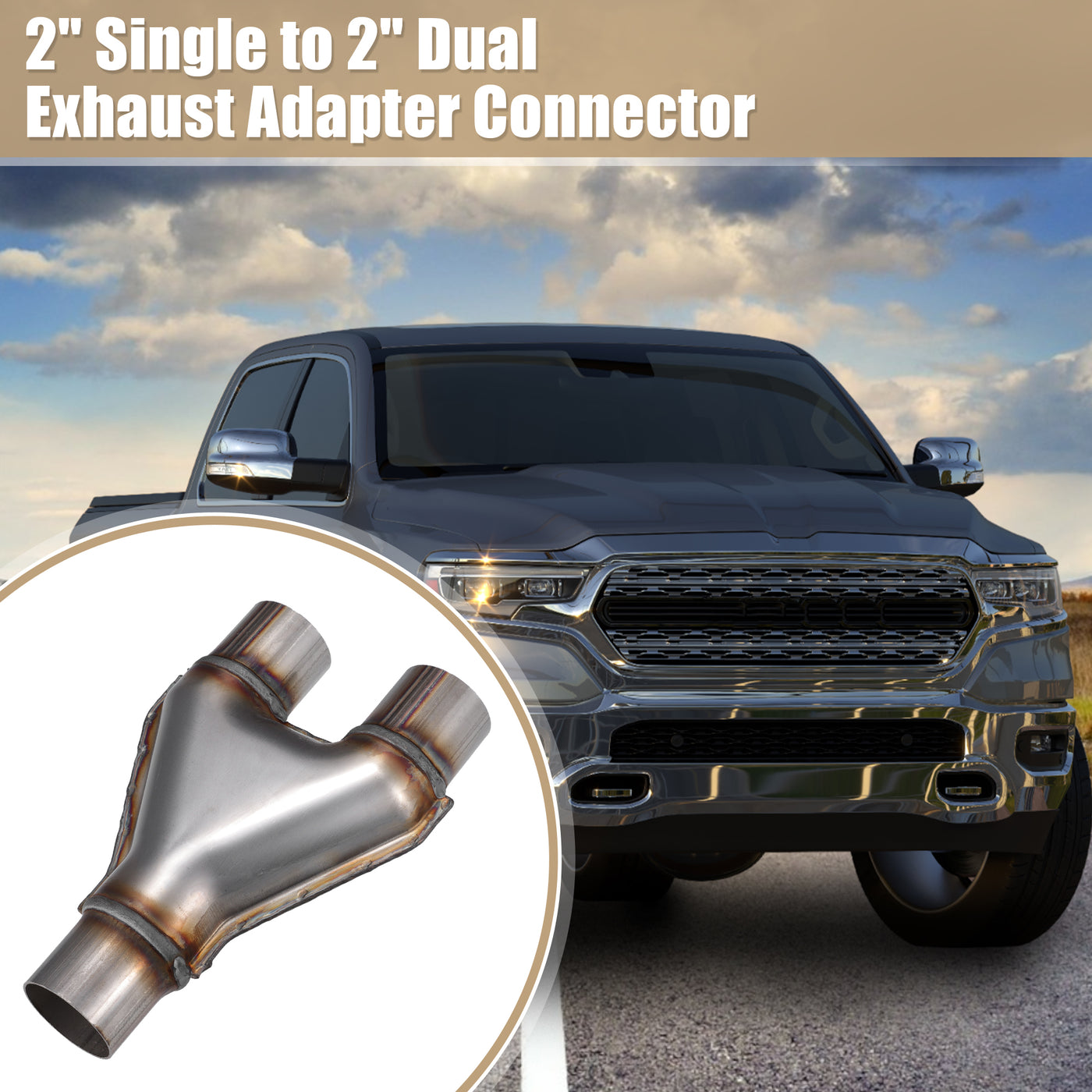 X AUTOHAUX Universal 409 Stainless Steel Exhaust Y Pipe 2" Single to 2" Dual Exhaust Adapter Connector 10" Overall Length for Car Truck