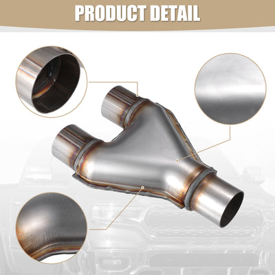 Harfington Universal 409 Stainless Steel Exhaust Y Pipe 2" Single to 2" Dual Exhaust Adapter Connector 10" Overall Length for Car Truck