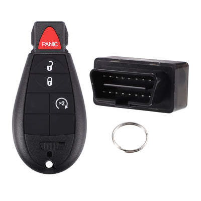Harfington Key Programmer with Keyless Entry Remote Key Fob Replacement for Dodge Challenger Charger for Ram 1500 2500 3500 08-2012 M3N5WY783X 433Mhz with Chip 4 Button OBD2 Tool