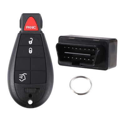 X AUTOHAUX Key Programmer with Keyless Entry Remote Key Fob Replacement for Jeep Grand Cherokee 2009 2010 2011 2012 2013 M3N5WY783X 433Mhz with Chip 4 Button OBD2 Tool Key