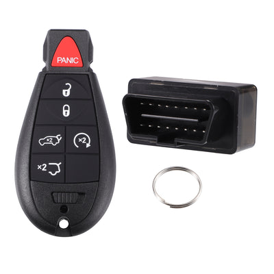 X AUTOHAUX Key Programmer with Keyless Entry Remote Key Fob Replacement for Jeep Grand Cherokee 09-2013 for Jeep Commander 08-2010 M3N5WY783X 433Mhz with Chip 6 Button OBD2 Programming Tool