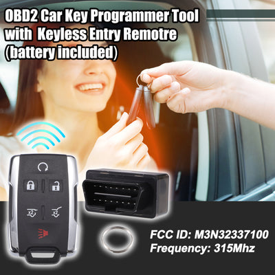 Harfington Key Programmer with Keyless Entry Remote Key Fob Replacement for Chevy Tahoe Suburban for GMC Yukon 2015-2020 M3N32337100 315Mhz with Chip 6 Button OBD2 Tool
