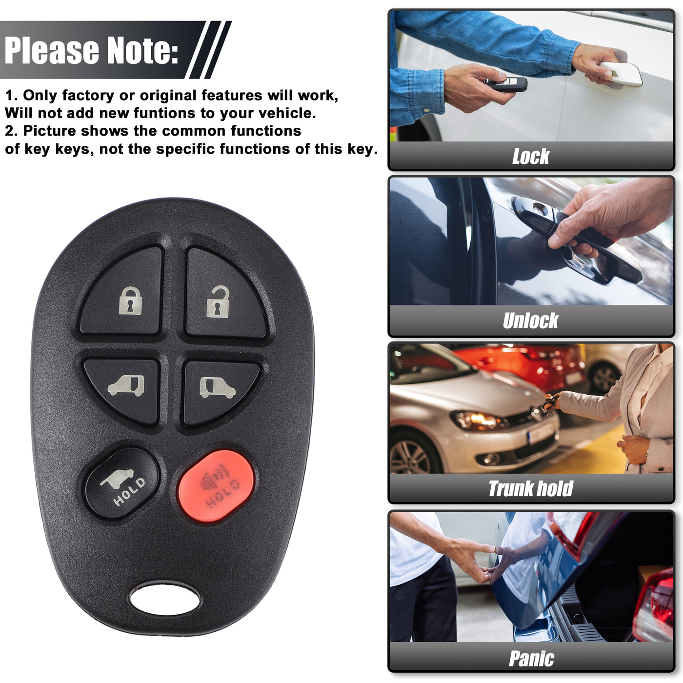 X AUTOHAUX Key Programmer with Keyless Entry Remote Key Fob Replacement for Toyota Sienna XLE/Limited 2004-2018 GQ43VT20T 315Mhz with Chip 6 Button OBD2 Tool