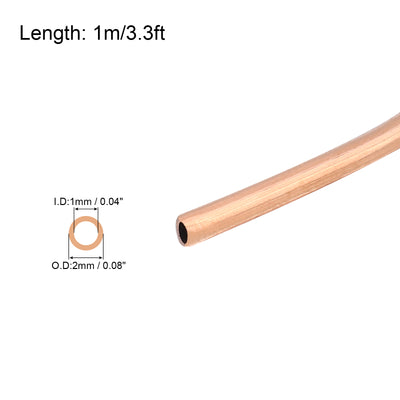Harfington Copper Tube Refrigeration Tubing 5/64" OD x 3/64" ID x 3.3Ft Seamless Round Pipe Coil for Refrigerator, Freezer, Air Conditioner