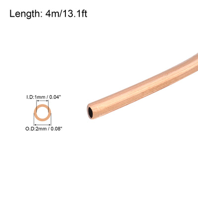 Harfington Copper Tube Refrigeration Tubing 5/64" OD x 3/64" ID x 13.1Ft Seamless Round Pipe Coil for Refrigerator, Freezer, Air Conditioner