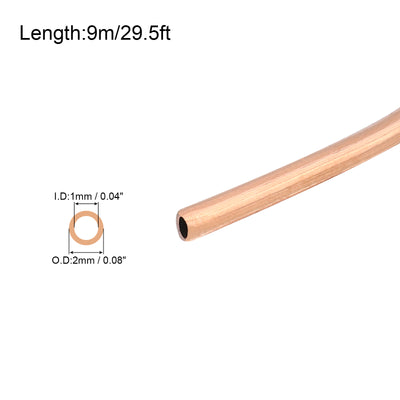 Harfington Copper Tube Refrigeration Tubing 5/64" OD x 3/64" ID x 29.5Ft Seamless Round Pipe Coil for Refrigerator, Freezer, Air Conditioner
