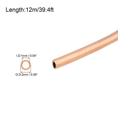 Harfington Copper Tube Refrigeration Tubing 5/64" OD x 3/64" ID x 39.4Ft Seamless Round Pipe Coil for Refrigerator, Freezer, Air Conditioner
