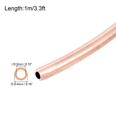 Harfington Copper Tube Refrigeration Tubing 0.2" OD x 0.16" ID x 3.3Ft Seamless Round Pipe Coil for Refrigerator, Freezer, Air Conditioner
