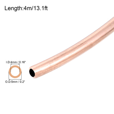 Harfington Copper Tube Refrigeration Tubing 0.2" OD x 0.16" ID x 13.1Ft Seamless Round Pipe Coil for Refrigerator, Freezer, Air Conditioner