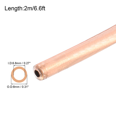Harfington Copper Tube Refrigeration Tubing 0.31" OD x 0.24" ID x 6.6Ft Seamless Round Pipe Coil for Refrigerator, Freezer, Air Conditioner
