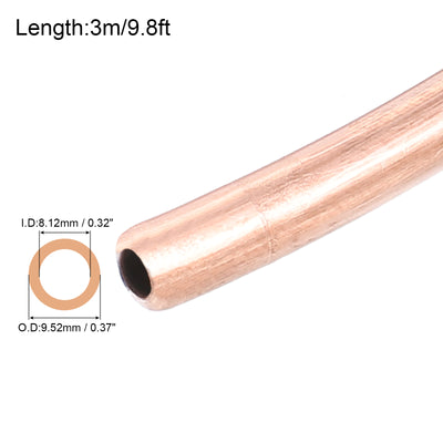 Harfington Copper Tube Refrigeration Tubing 3/8" OD x 5/16" ID x 19.7Ft Seamless Round Pipe Coil for Refrigerator, Freezer, Air Conditioner
