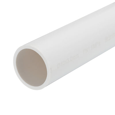 Harfington PVC Rigid Round Pipe 34mm ID 40mm OD 350mm White High Impact for Water Pipe Crafts Cable Sleeve