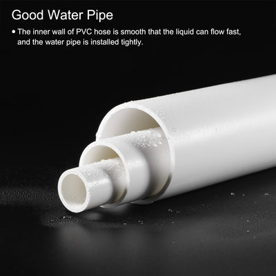 Harfington PVC Rigid Round Pipe 42.6mm ID 50mm(2 Inch) OD 350mm White High Impact for Water Pipe Crafts Cable Sleeve