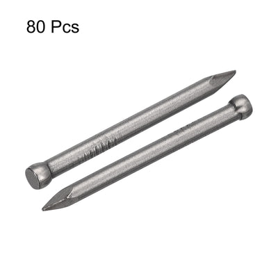 Harfington Uxcell Finishing Nails 80pcs 28mm Hand-Drive Hardware Carbon Steel Lost Head Nails
