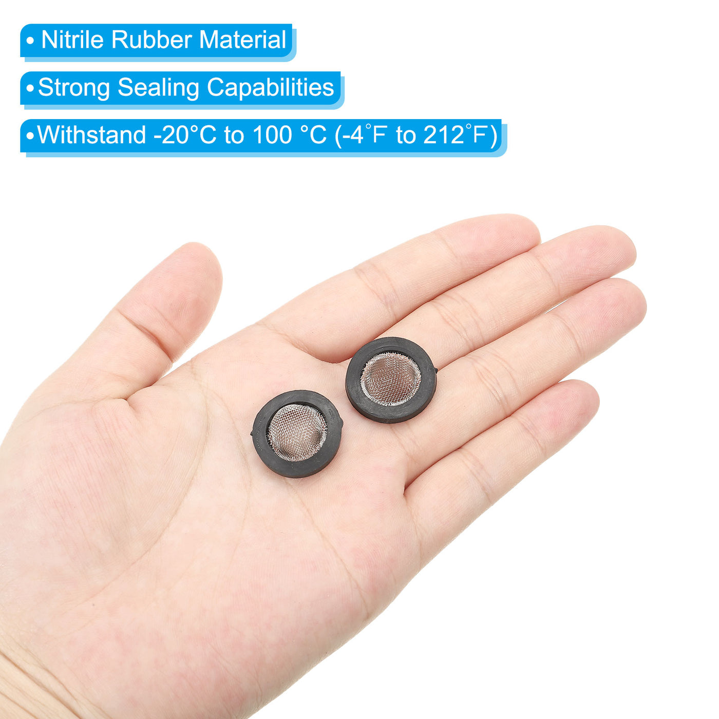 Harfington Rubber Flat Washers with Stainless Steel Inlet Filter, Gasket for Faucet Pipe Water Hose