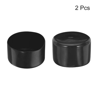 Harfington Uxcell 2pcs Rubber End Caps 85mm ID Vinyl Round Tube Bolt Cap Cover Screw Thread Protectors Black