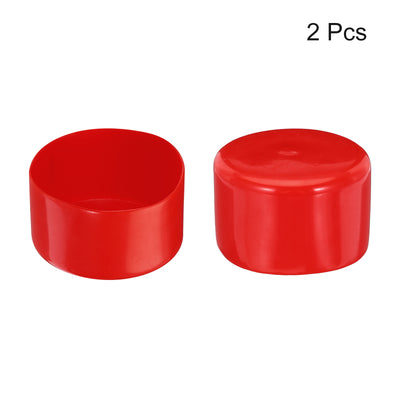 Harfington Uxcell 2pcs Rubber End Caps 70mm ID Vinyl Round Tube Bolt Cap Cover Screw Thread Protectors Red