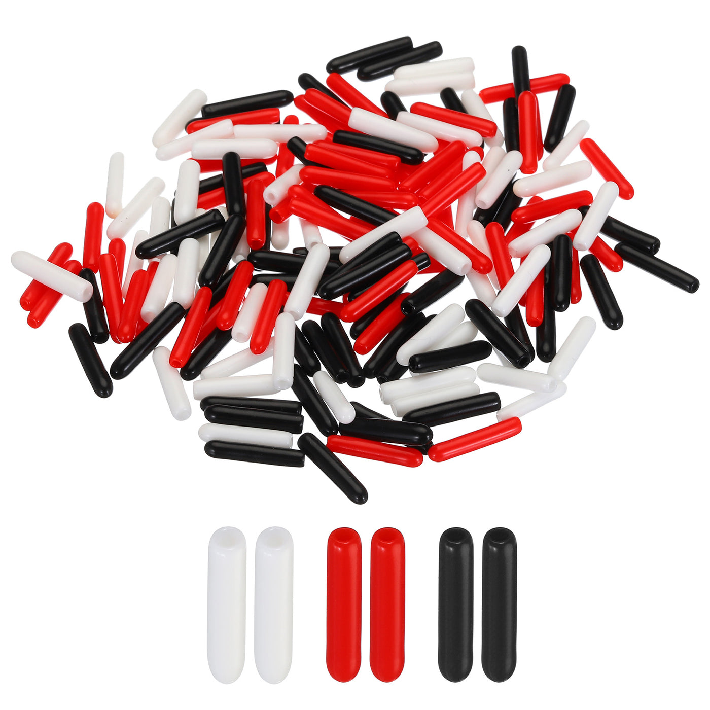 uxcell Uxcell 150pcs Rubber End Caps 1.5mm ID Vinyl Round Tube Bolt Cap Cover Screw Thread Protectors Black, Red, White