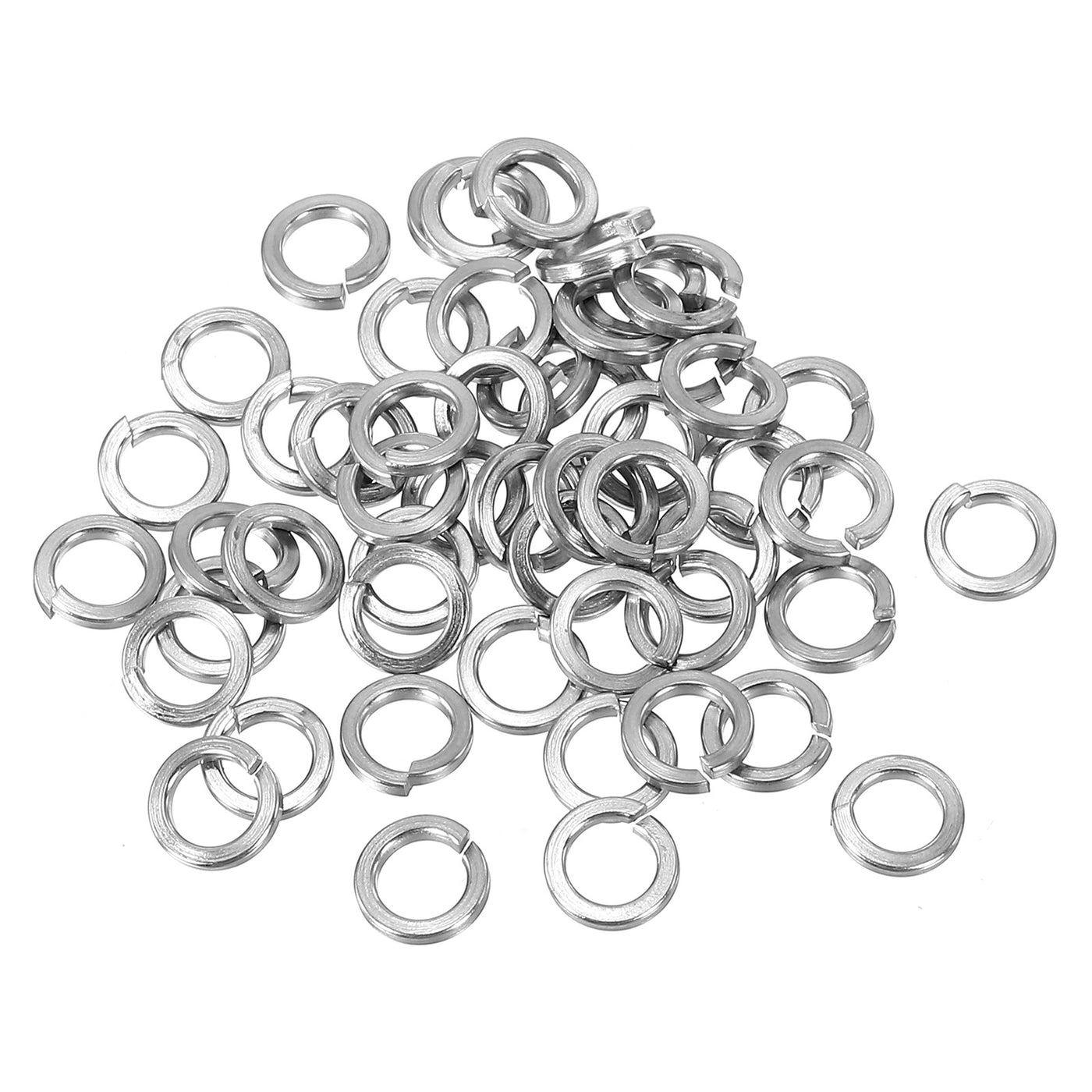 Harfington M4 Split Lock Washer, 100 Pack 4mm ID 6.3mm OD 304 Stainless Steel, Silver Tone