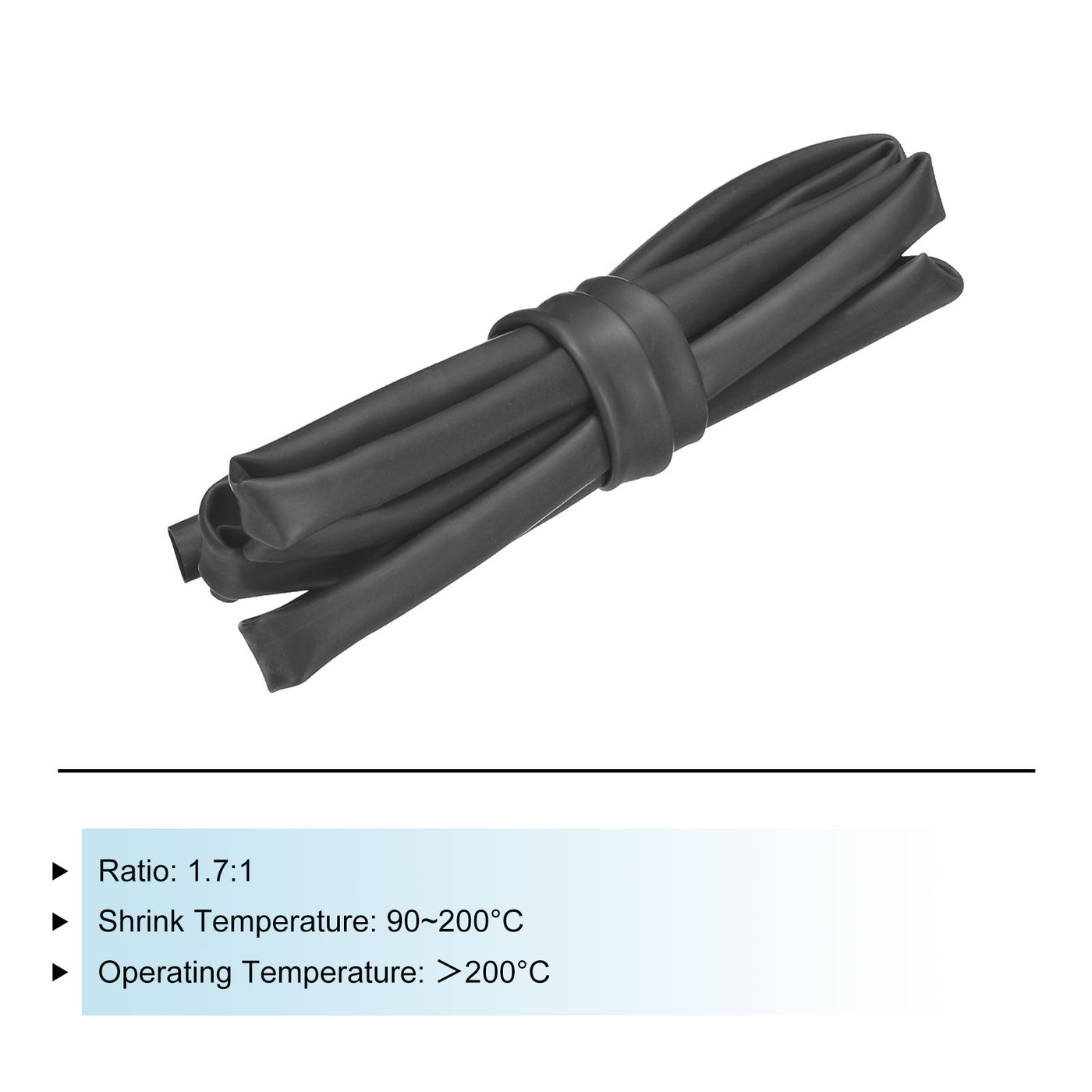 Harfington Silicone Heat Shrink Tubing 1.7:1 Ratio 0.31"(8mm) ID x 0.35"(9mm) OD 6.6ft Silicone Rubber Hose Insulation Sleeve for Automotive Wiring Marine, Black