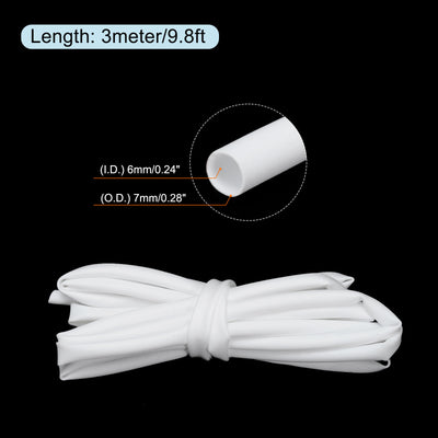 Harfington Silicone Heat Shrink Tubing 1.7:1 Ratio 0.24"(6mm) ID x 0.28"(7mm) OD 9.8ft Silicone Rubber Hose Insulation Sleeve for Automotive Wiring Marine, White