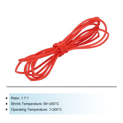 Harfington Silicone Heat Shrink Tubing 1.7:1 Ratio 5/64"(2mm) ID x 1/8"(3mm) OD 9.8ft Silicone Rubber Hose Insulation Sleeve for Automotive Wiring Marine, Red