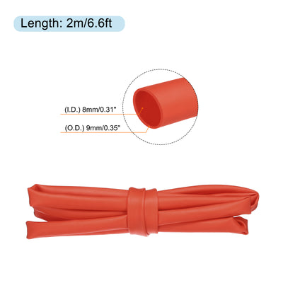 Harfington Silicone Heat Shrink Tubing 1.7:1 Ratio 0.31"(8mm) ID x 0.35"(9mm) OD 6.6ft Silicone Rubber Hose Insulation Sleeve for Automotive Wiring Marine, Red