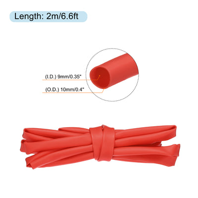 Harfington Silicone Heat Shrink Tubing 1.7:1 Ratio 0.35"(9mm) ID x 0.4"(10mm) OD 6.6ft Silicone Rubber Hose Insulation Sleeve for Automotive Wiring Marine, Red