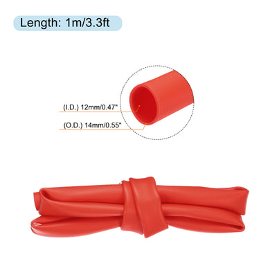 Harfington Silicone Heat Shrink Tubing 1.7:1 Ratio 0.47"(12mm) ID x 0.55"(14mm) OD 3.3ft Silicone Rubber Hose Insulation for Automotive Wiring Marine, Red