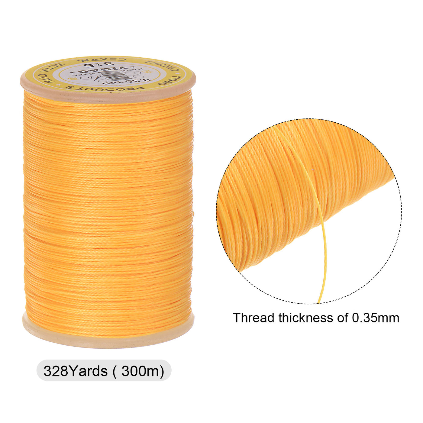 Harfington 2pcs Upholstery Sewing Thread 328 Yards 300m Polyester String Yellow