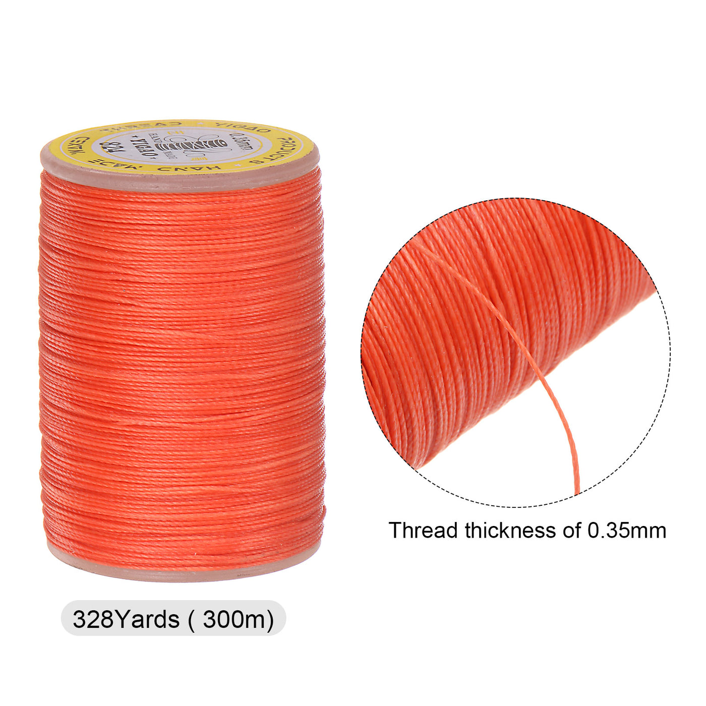 Harfington 2pcs Upholstery Sewing Thread 328 Yards 300m Polyester String Orange