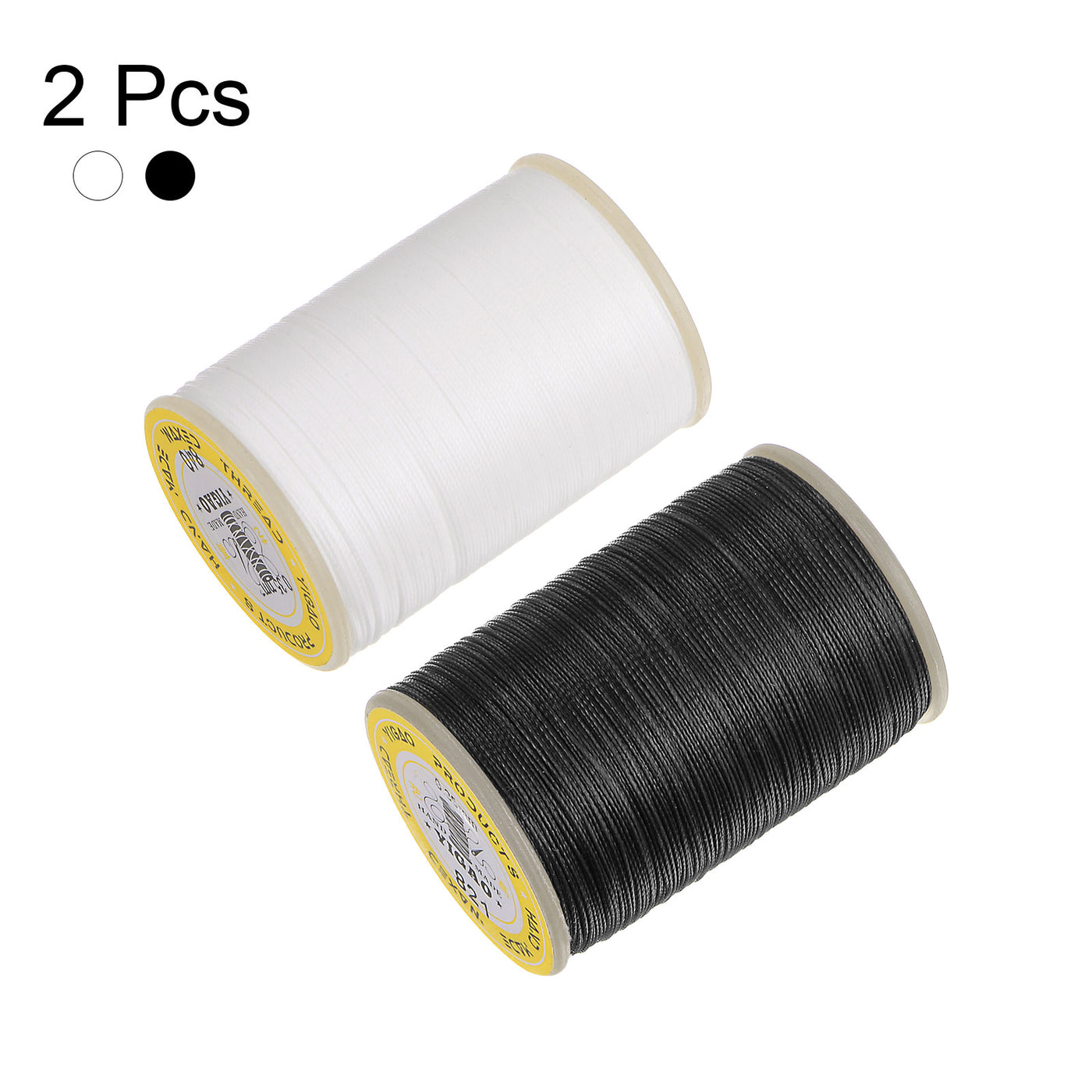 Harfington 2pcs Upholstery Sewing Thread 328 Yards 300m Polyester String White & Black
