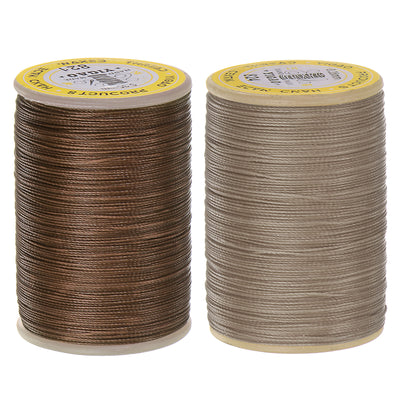 Harfington 2pcs Upholstery Sewing Thread 328 Yards 300m Polyester String Coffee & Brown