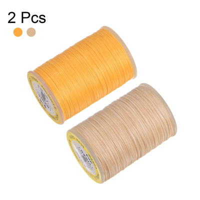 Harfington 2pcs Upholstery Sewing Thread 328 Yards 300m Polyester String Beige & Yellow