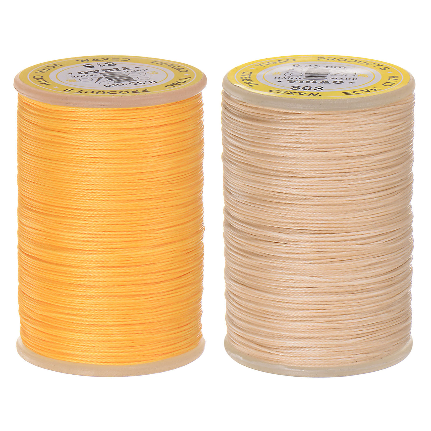 Harfington 2pcs Upholstery Sewing Thread 328 Yards 300m Polyester String Beige & Yellow