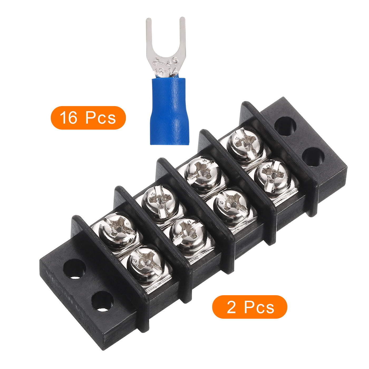 2 Pcs Terminal Block 200-450V 20-30A Dual Rows 4P DIN Dual Row Screw ...