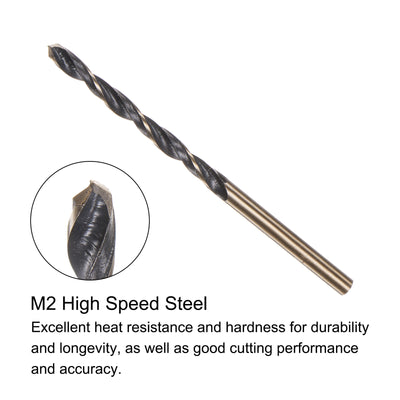 Harfington Uxcell 6pcs 3mm Titanium & Nitride Coated M2 High Speed Steel Twist Jobber Drill Bit