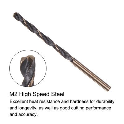 Harfington Uxcell 6pcs 3.2mm Titanium & Nitride Coated M2 High Speed Steel Twist Jobber Drill Bit