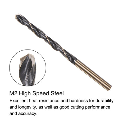 Harfington Uxcell 6pcs 4.5mm Titanium & Nitride Coated M2 High Speed Steel Twist Jobber Drill Bit