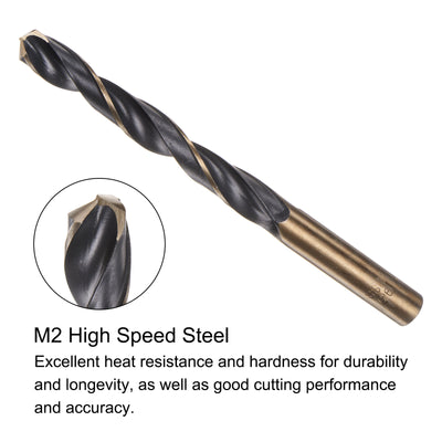 Harfington Uxcell 2pcs 9.5mm Titanium & Nitride Coated M2 High Speed Steel Twist Jobber Drill Bit