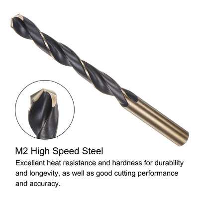 Harfington Uxcell 2pcs 11.5mm Titanium & Nitride Coated M2 High Speed Steel Twist Jobber Drill Bit